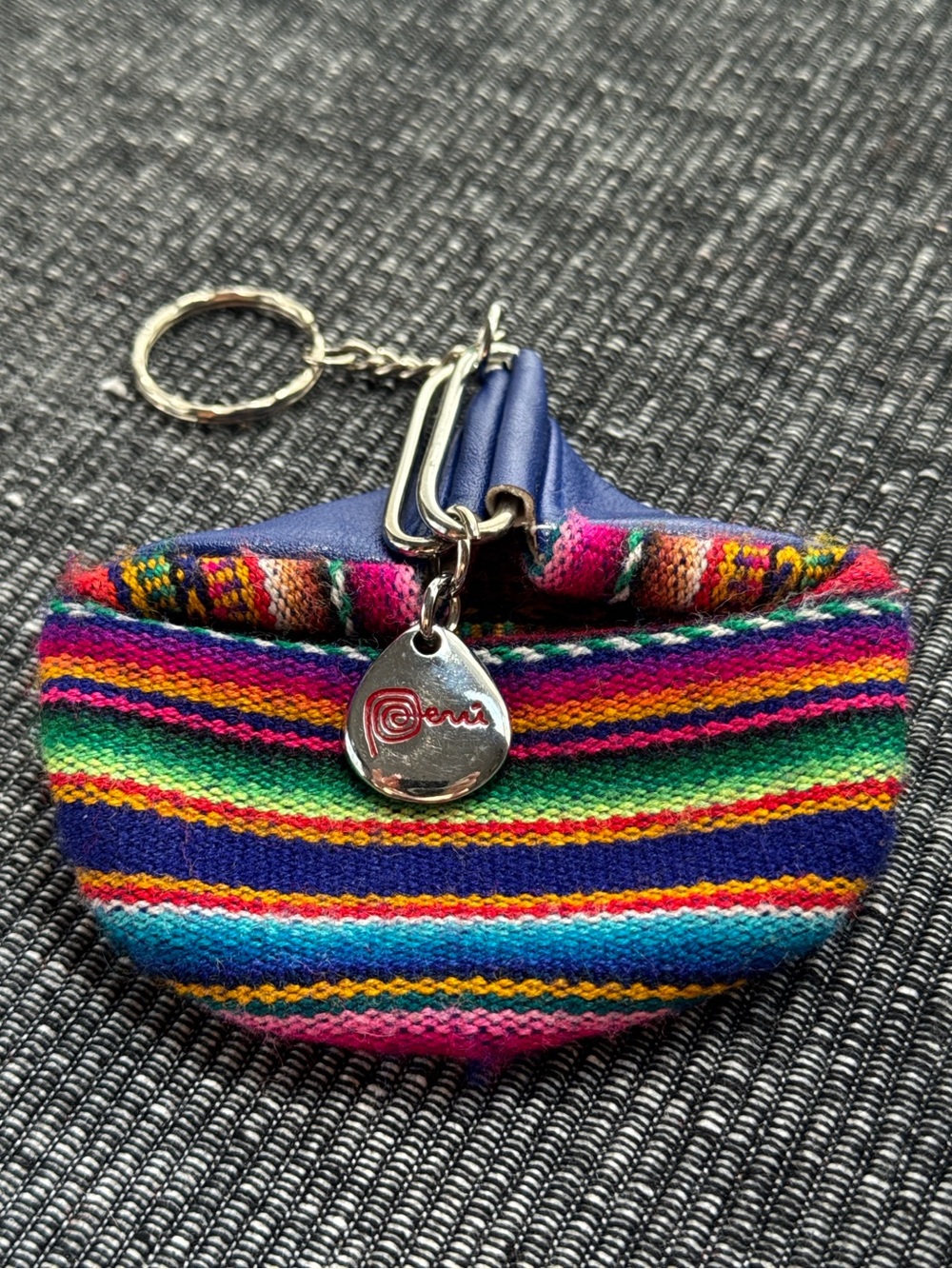 Souvenir ‘Peru’ Charm Coin Pouch Keychain Woven Textile